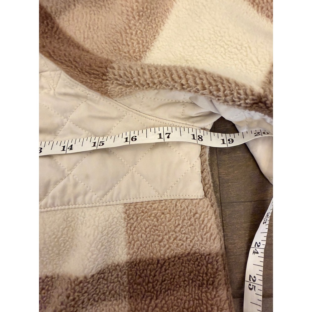 Abercrombie & Fitch Brown Plaid Sherpa Fleece Snap Pullover - Picture 4 of 6